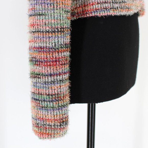 MAJORELLE Metallic Striped Louise Cardigan Silver V-Neck Embellished Sweater XS - Picture 4 of 9